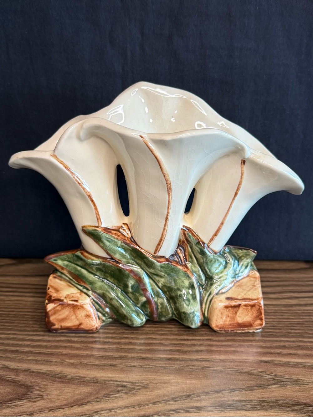 Vintage McCoy Pottery Triple Calla Lily Vase